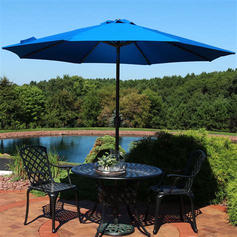 9-foot round auto-tilt aluminum market umbrella in sunbrella fabric|members mark patio umbrella.